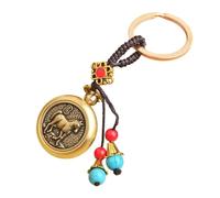 SkyPOOU Porte-clés en métal à suspendre sur le thème du zodiaque - Texture en laiton - Convient pour les personnes élégantes et un usage quotidien - Pendentif en forme de zodiaque chinois, Cheval