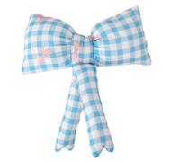 SkyPOOU Porte-clés tendance en toile avec nœud pour sac à main et sac à dos pour filles et femmes, Noeud Papillon Grille Bleu