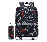 SkyPOOU Sac à dos d'école fonctionnel avec trousse à crayons pour adolescent, grande capacité, sac à dos de voyage, sac à dos décontracté, cadeau de rentrée scolaire, Rouge