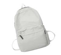 SkyPOOU Sac à dos étudiant à la mode couleur unie avec plis lavés texture grande capacité en nylon sac d'école pour adolescents garçons filles sac à dos en nylon Daypack, blanc