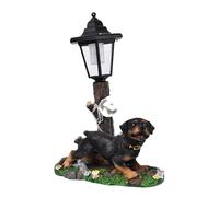 SkyPOOU Sculpture de chien en résine résistante aux intempéries, lampe solaire pour pelouses et parterres de fleurs, décoration faite à la main, décoration de jardin imperméable