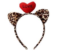 SkyPOOU Serre-tête à cheveux imprimé léopard en forme d'oreille de chats tendance pour femmes pour les fêtes et le quotidien. Marron Environ 55-60 cm