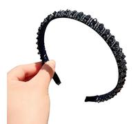 SkyPOOU Serre-tête à perles de cristal brillant pour femme - Bandeau antidérapant pour ballet, bal de fin d'année, usage quotidien - Bleu marine - Environ 55 à 60 cm