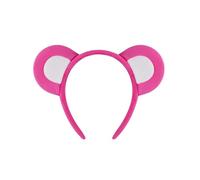 SkyPOOU Serre-tête avec oreilles d'ours de dessin animé - Nœud - Robe courte - Tendance - Tissu doux - Accessoire de cheveux pour femme - Rose rougeur