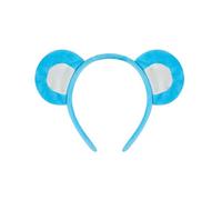 SkyPOOU Serre-tête avec oreilles d'ours de dessin animé, nœuds, cravate, robe courte, tendance, tissu doux, accessoire pour cheveux pour femme et .Bleu