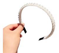 SkyPOOU Serre-tête avec perles de cristal brillant pour femme - Bandeau antidérapant - Pour bal de fin d'année et usage quotidien - Blanc - Environ 55 à 60 cm