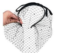 SkyPOOU Serre-tête bibi élégant avec voile de style vintage français avec nœud pour femme, théière et cocktails. Noir env. 56-58 cm