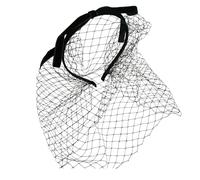 SkyPOOU Serre-tête bibi élégant avec voile style vintage français avec nœud pour femme, théière et cocktail, noir sans diamant. Environ 56-58 cm