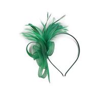 SkyPOOU Serre-tête en tulle pour femme élégant des années 1920 à plumes antidérapant pour événement formel. Noir et vert. Environ 55-60 cm