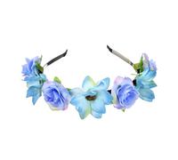 SkyPOOU Serre-tête fleur tournesol pour femmes et filles, guirlandes, accessoires de cheveux pour accessoires de photographie, festival de musique. Bleu. Environ 55-60 cm