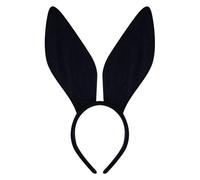 SkyPOOU Serre-tête oreilles de lapin, accessoires photo, serre-tête de Pâques, bandeau de fête, bandeau pour festival de musique. Noir. Env. 21 x 34 cm