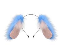 SkyPOOU Serre-tête oreilles de lapins en peluche doux et confortable pour les fêtes ou les fêtes Bleu fuchsia Environ 30 × 20 cm
