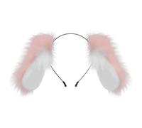 SkyPOOU Serre-tête oreilles de lapins en peluche doux et confortable pour les fêtes ou les fêtes Fuchsia et blanc Environ 30 × 20 cm