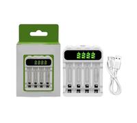 SkyPOOU Support de chargement de type C à 4 emplacements avec écran LCD pour piles AA 3 A, station de charge rapide USB C