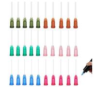 SKYPRO Aiguilles de distribution polyvalentes en plastique à pointe émoussée résistantes à la chaleur - Lot de 30, Luer Lock 2,5 cm - Idéal pour les œuvres d'art DIY, les flacons d'huile et les