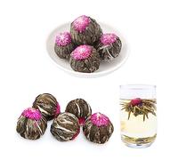 SKYPRO Lot de 10 boules de thé en fleurs scellées individuellement - Feuilles de thé vert naturelles et fleurs comestibles