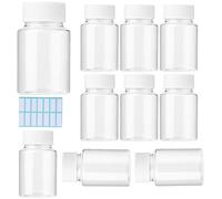 Skypro Lot de 10 flacons en plastique transparent pour pilules vides, flacons de réactif avec bouchons pour médicaments liquides, solides et en poudre avec autocollant (80 ml)