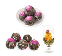 SKYPRO Lot de 16 boules de thé en fleurs différentes - Boules de thé à fleurs scellées individuellement - Feuilles de thé vert naturel nouées à la main et fleurs comestibles