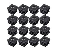 SKYPRO Lot de 16 capuchons carrés en plastique noir M6 pour écrous de protection - Joint anti-poussière - 20 mm - Insert de tube en plastique pour chaise/table/roulette
