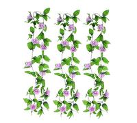 SKYPRO Lot de 3 guirlandes de feuilles de vigne de roses artificielles pour hôtel, mariage, maison, fête, jardin, artisanat, décoration (violet clair)