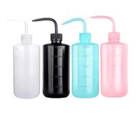 SKYPRO Lot de 4 bouteilles de lavage de 500 ml en plastique, 4 couleurs, avec embout étroit et étiquettes graduées, bouteille à seringue pour l’arrosage des fleurs et des plantes succulentes