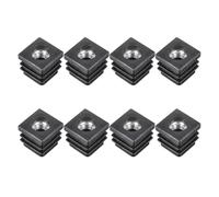 SKYPRO Lot de 8 capuchons carrés en plastique noir M8 pour écrous de protection - Joint anti-poussière - 20 mm - Insert de tube en plastique pour chaise/table/roulette