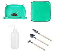 SKYPRO Tapis de rempotage pliable imperméable pour pot de fleurs et bonsaï - 100 x 100 cm - Avec une bouteille et trois pelles