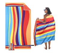 SKYREH Grande serviette de plage surdimensionnée, légère, compacte, à séchage rapide, anti-sable pour voyage, natation, piscine, yoga, gym, camping (vague multicolore) 180,3 x 99,1 cm