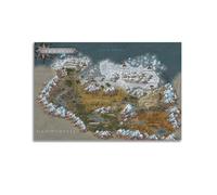 Skyrim Map Poster sur toile pour chambre à coucher, bureau, chambre à coucher, cadeau 20 x 30 cm