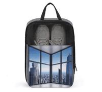 Skyscraper Buildings Sac à chaussures de voyage résistant à l'eau avec fermeture éclair, gris, taille unique, moderne, gris, Taille unique, Moderne