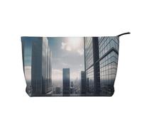 Skyscraper Buildings Trousse de maquillage en velours côtelé Grand format, Noir , Taille unique