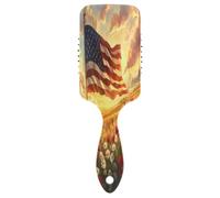 SKYSHU American Flag Brosse à cheveux démêlante à coussin d'air - Brosse à cheveux ventilée anti-statique sans douleur pour femme homme brosse de massage du cuir chevelu avec pagaie lisse et douce au
