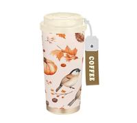SKYSHU Autumn Pumpkin - Tasse à café de voyage isotherme de 500 ml avec couvercle paille, anti-déversement et anti-fuite avec poignée pour boissons chaudes et froides, bouteille d'eau réutilisable en