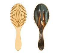 SKYSHU Beautiful Fairy Brosse à cheveux ovale en bois naturel avec poils en bois confortables, démêlante et coiffante pour femmes, hommes et enfants, tous types de cheveux (cheveux mouillés, secs et
