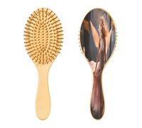 SKYSHU Beautiful Fairy Brosse à cheveux ovale en bois naturel avec poils en bois confortables, démêlante et coiffante pour femmes, hommes et enfants, tous types de cheveux (cheveux mouillés, secs et