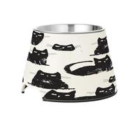 SKYSHU Black Cat Gamelles surélevées pour chien et chat - Prévention des vertèbres - Gamelle surélevée pour chien et chat - Avec bols amovibles en acier inoxydable - Antidérapant - Anti-déversement