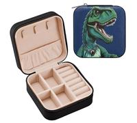 SKYSHU Boîte à bijoux dinosaure pour adolescentes, filles, femmes, cadeau d'anniversaire, de Noël, boîte de rangement portable en cuir synthétique, mini étui à bijoux de voyage pour collier, boucles