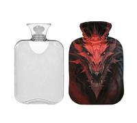 SKYSHU Bouillotte Dragon - 2 L - Transparente - Anti-fuite - Lavable - Résistante à la chaleur - Avec housse en peluche douce - Pour soulager les douleurs au cou et aux épaules