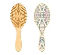 SKYSHU Brosse à cheveux en bois naturel damassé avec poils en bois confortables, démêlante et coiffante ovale pour femmes, hommes et enfants, tous types de cheveux (cheveux mouillés, secs et abîmés)