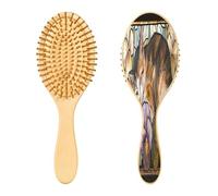 SKYSHU Brosse à cheveux ovale en bois naturel avec poils en bois confortables, démêlante et coiffante pour femmes, hommes et enfants, tous types de cheveux (cheveux mouillés, secs et abîmés)
