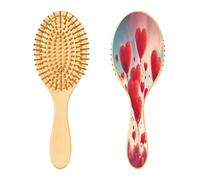 SKYSHU Brosse à cheveux ovale en bois naturel avec poils en bois confortables, démêlante et coiffante pour femmes, hommes et enfants, tous types de cheveux (cheveux mouillés, secs et abîmés)