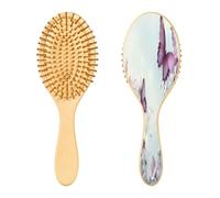 SKYSHU Brosse à cheveux ovale en bois naturel avec poils en bois confortables, démêlante et coiffante pour femmes, hommes et enfants, tous types de cheveux (cheveux mouillés, secs et abîmés)
