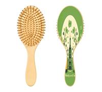SKYSHU Brosse à cheveux ovale en bois naturel pour la Saint-Patrick avec poils en bois confortables, démêlante et coiffante pour femmes, hommes et enfants, tous types de cheveux (cheveux mouillés,
