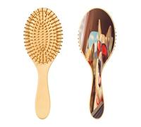 SKYSHU Brosse à poils en bois naturel pour chien avec poils en bois confortables, démêlante et coiffante ovale pour femmes, hommes et enfants, tous types de cheveux (cheveux mouillés, secs et abîmés)