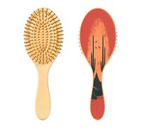 SKYSHU Cactus Brosse à cheveux ovale en bois naturel avec poils en bois confortables, démêlante et coiffante pour femmes, hommes et enfants, tous types de cheveux (cheveux mouillés, secs et abîmés)