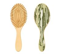 SKYSHU Cactus Brosse à cheveux ovale en bois naturel avec poils en bois confortables, démêlante et coiffante pour femmes, hommes et enfants, tous types de cheveux (cheveux mouillés, secs et abîmés)
