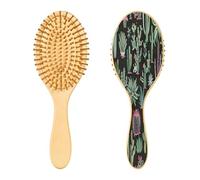 SKYSHU Cactus Brosse à cheveux ovale en bois naturel avec poils en bois confortables, démêlante et coiffante pour femmes, hommes et enfants, tous types de cheveux (cheveux mouillés, secs et abîmés)