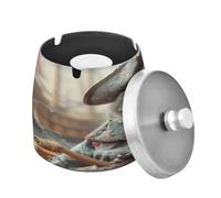 SKYSHU Cendrier en forme de chat pirate avec couvercle amovible et coussinet antidérapant, en acier inoxydable résistant aux rayures, sans fumée, inodore, coupe-vent, pour fumoir intérieur et