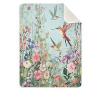 SKYSHU Couverture d'emmaillotage unisexe en coton doux et doux pour la peau pour bébé garçon et fille, motif colibris et fleurs, 76,2 x 101,6 cm