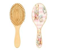 SKYSHU Cute Bear Brosse à cheveux ovale en bois naturel avec poils en bois confortables, démêlante et coiffante pour femmes, hommes et enfants, tous types de cheveux (cheveux mouillés, secs et abîmés)